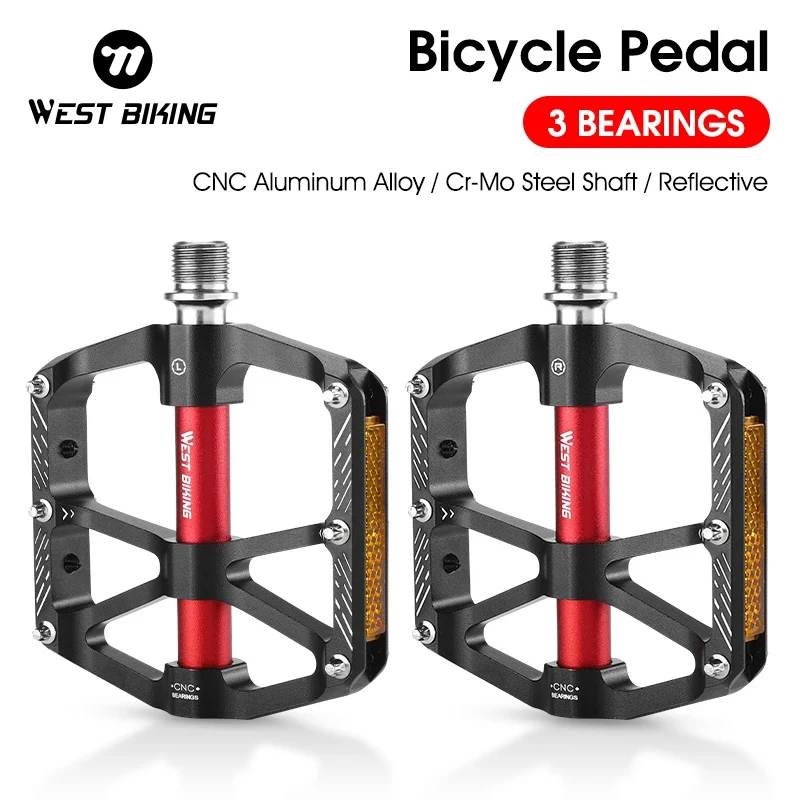 WEST BIKING Bicycle Pedals 3 Bearings Aluminum Alloy Bike Platform Pedals a Pair | UK