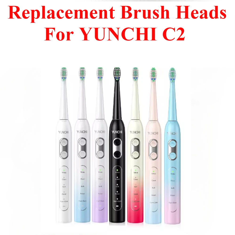 윤치 Y5 및 C2 전동 칫솔 헤드용 교체 브러시 헤드 8개, 검정색 및 흰색, 윤치 C2 및 Y5 전용