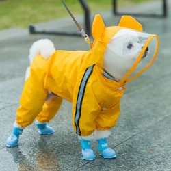 Adorable Bear-Shaped Dog Raincoat with Full Coverage and Reflective Waterproof Hood - S (Yellow bear)