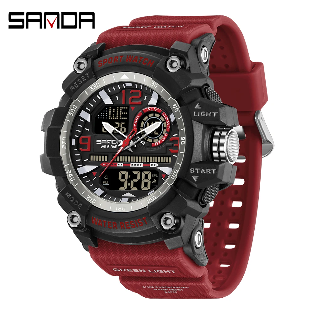 Men's Large Dial Multi-Functional Outdoor Waterproof Sports Watch