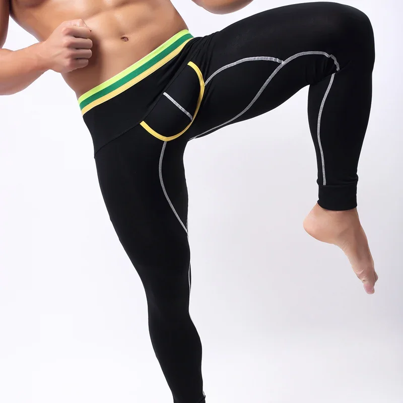 Fashion Thermal Underwear For Men Cotton Long Johns Sexy Low Waist bulge Penis Pouch Men Warm Leggings Home Sleepwear Long Pants 5