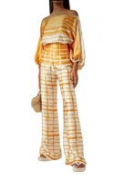 Women Satin Print Pajamas Suit Fashion Hollow Off Shoulder Tops with Long Pants 2 Piece Sets 2024 Homewear Commuting Outfits - Image 5