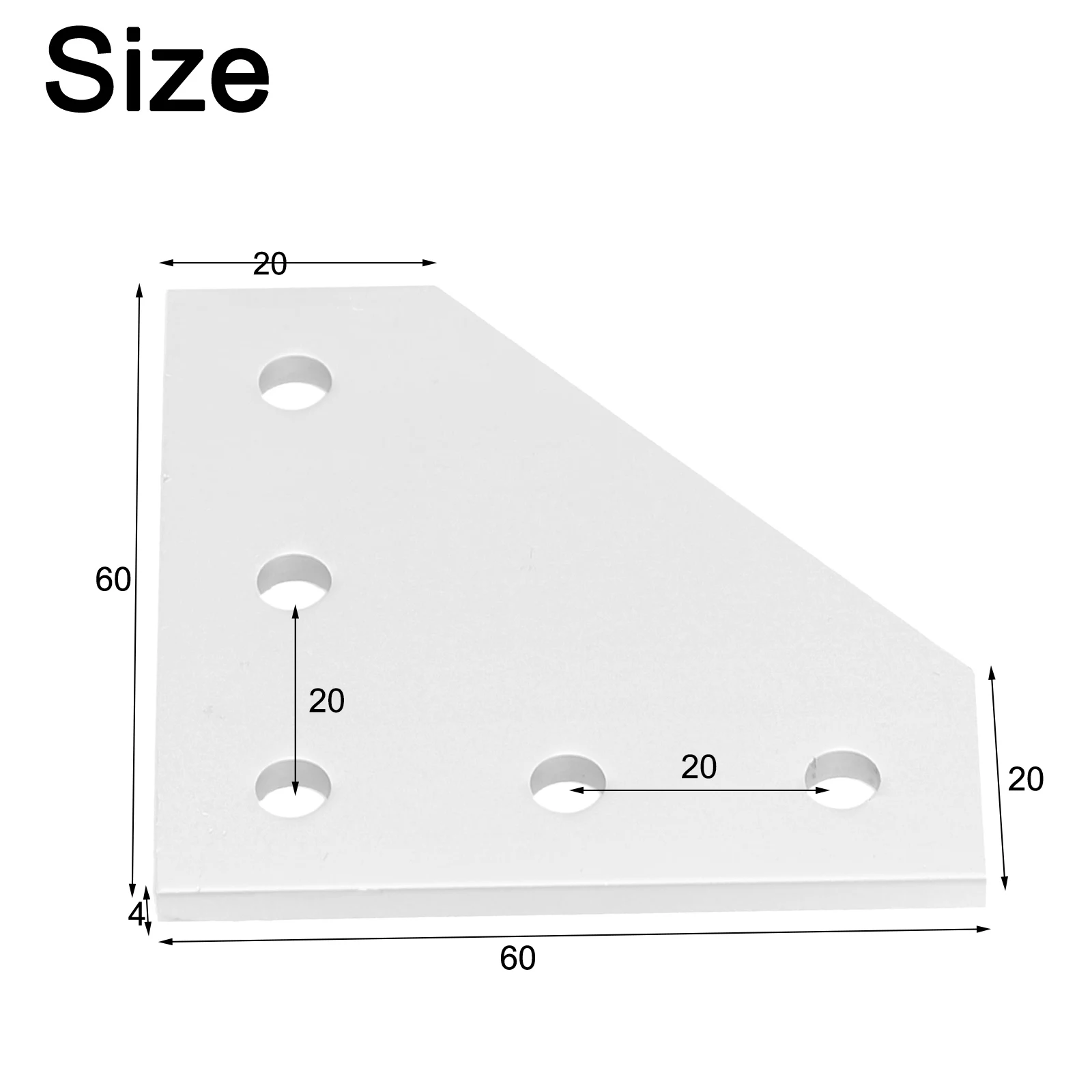 Furniture Hardware Angle Bracket 1Pc 60mm 5 Holes 90 Degree