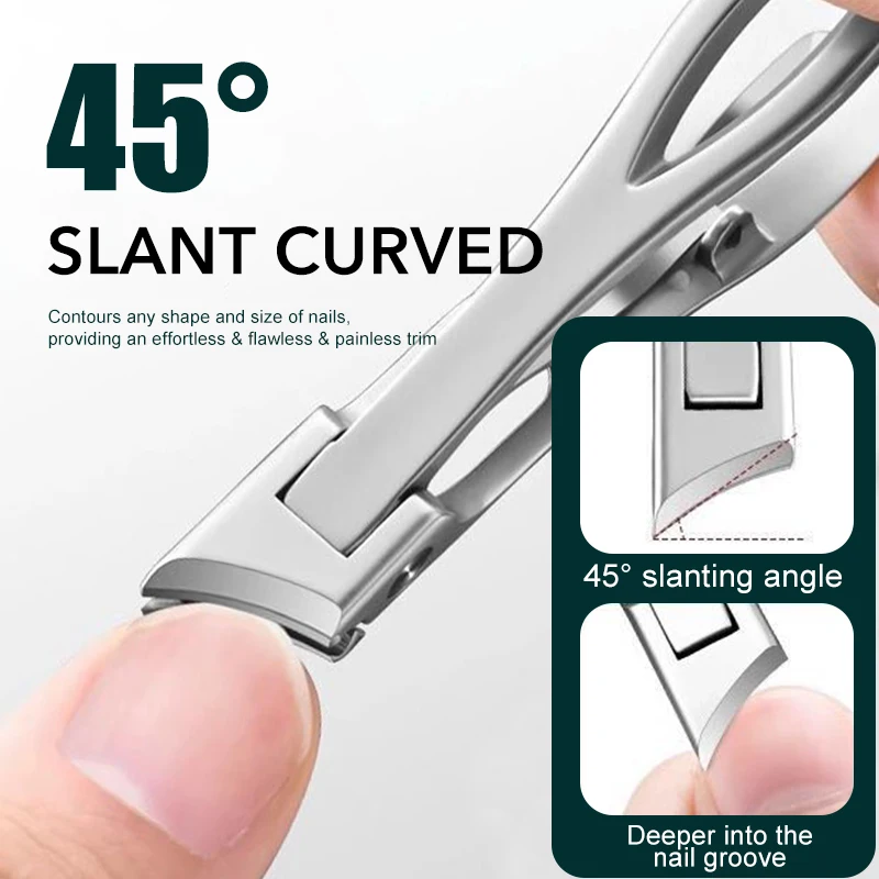 Slanted Edge Nail Clippers with Catcher Stainless Steel Ingrown Fingernail Toenail Cutter Trimmer Manicure Tools 1Pcs toe nail clipper nail clipper nail clippers