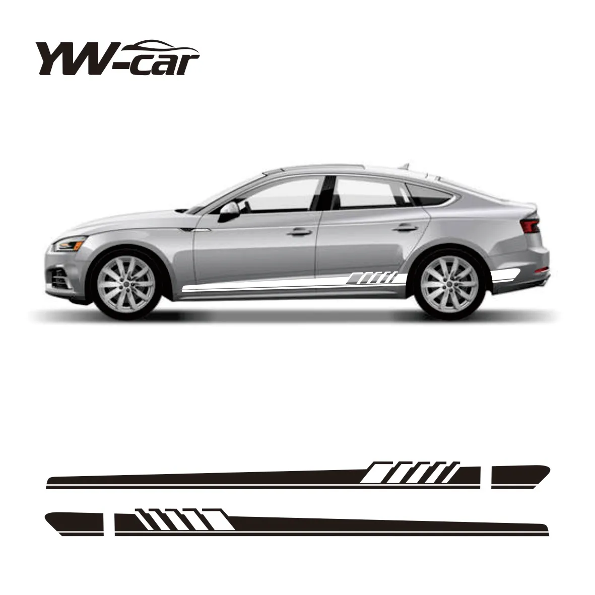 Set of 2 Premium Racing Sport Car Side Skirt Stripes Stickers - High-Quality Vinyl Decal Accessories