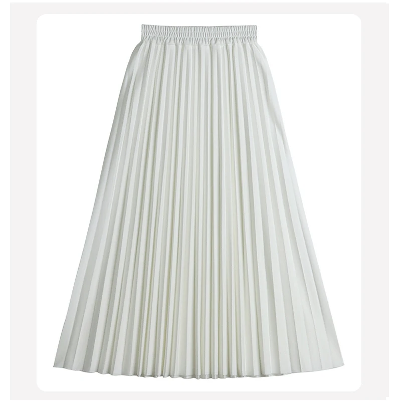 white pleated skirt Solid Color Large-swing Pleated Skirt Women's 2022 Spring New Elastic Waist Multi-color Elegant and Thin Mid-length A-line Skirt pencil skirt Skirts