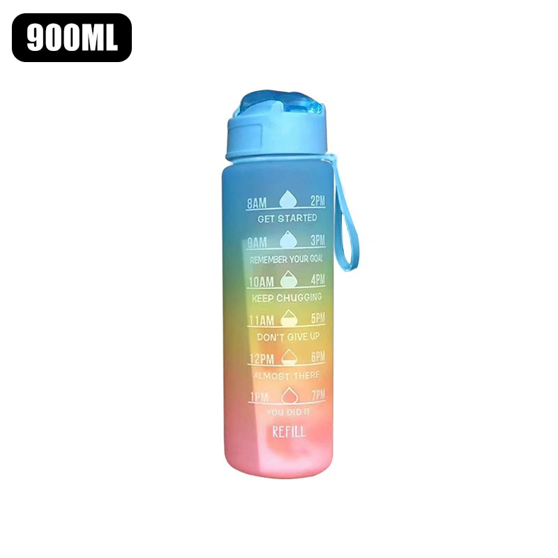 Huakaishijie Drinking Bottles with Time Marker, Leakproof Sports Water Bottles for Fitness Gym Yoga Traveling, Size: 29cm*11cm, Pink