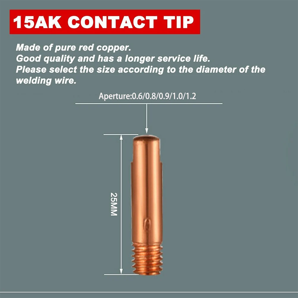 

Contact Tip MIG Welding Nozzle Protective Nozzle 0.6mm-1.2mm Accessories Consumables Kit MB15 15AK For UNT Krpton