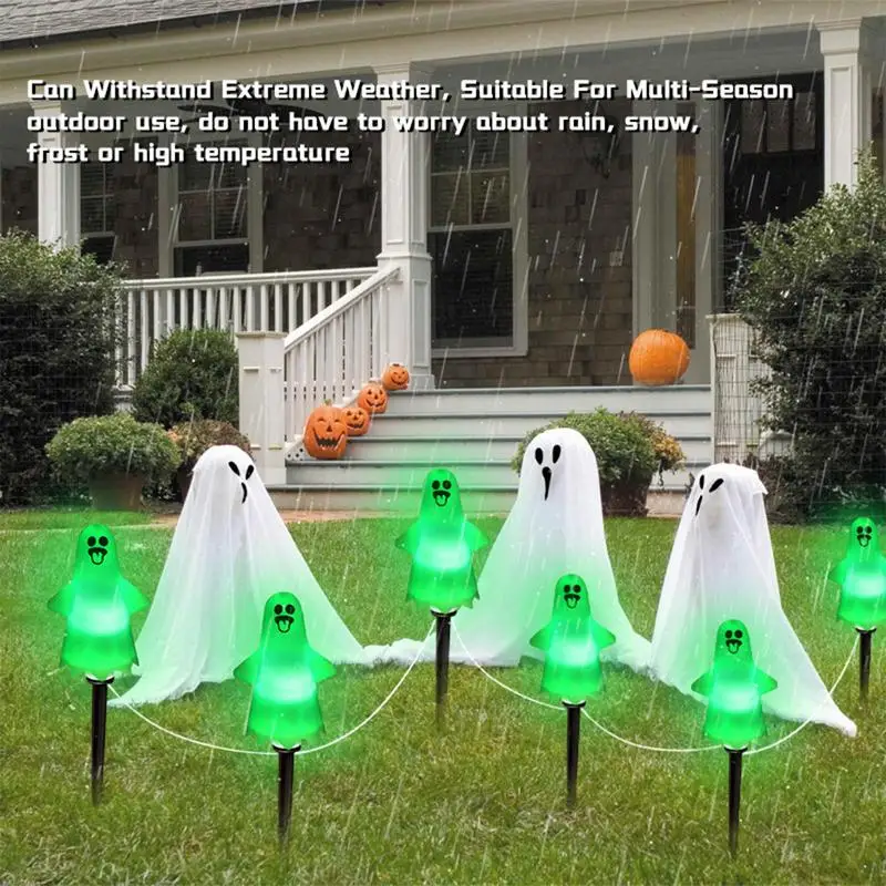 Halloween Walkway Lights Waterproof Halloween Solar Stake Lights Ghost Stake Ghost Decorations Outdoor