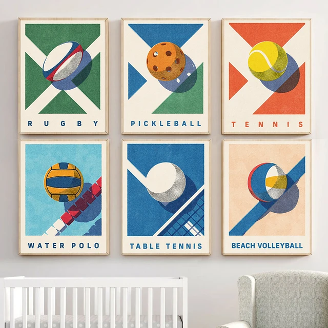 Funny Sports Balls Summer Games Posters Rugby Basketball Prints Sports Nursery Canvas Painting Wall Pictures Boys Bedroom Decor 2