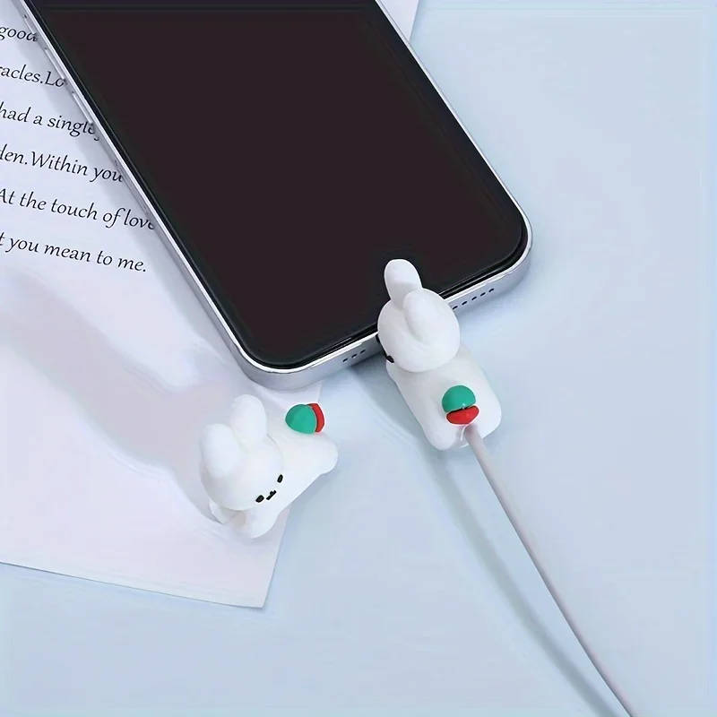 Adorable Cartoon Rabbit Cable Protector and Organizer - Anti-Breaking Kawaii Charging Cord Cover