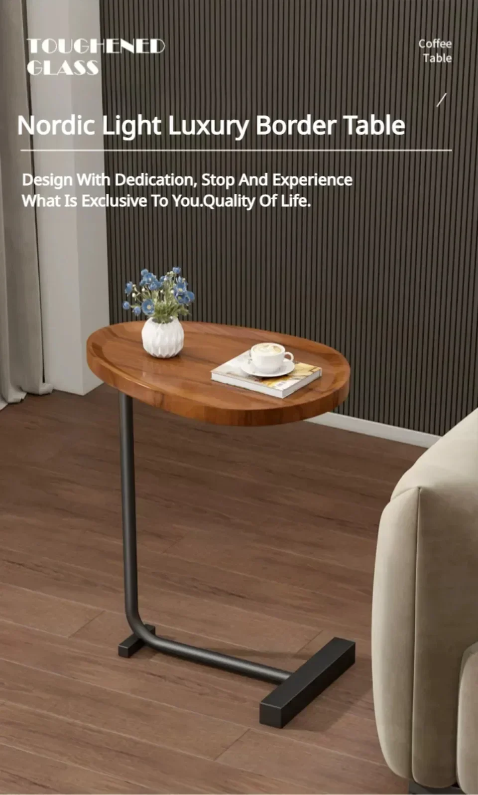 Description Picture 5 of itemC Shaped Sofa Side Table Light Luxury Corner Teapoy Mobile Tea Tray Desk Balcony Inn Coffee Stand Living Room Computer Tables