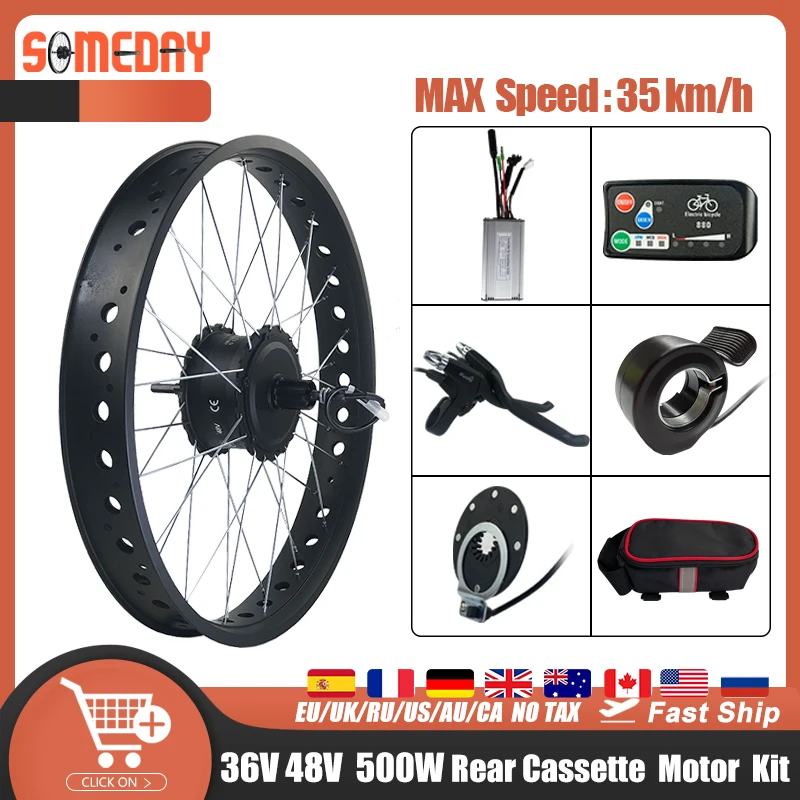 

Fat Bike Electric Motor Wheel 20 26in 4.0 Tyre 36V 48V 500W Rear Cassette Brushless Hub Motor Kit For Snow Conversion Kit