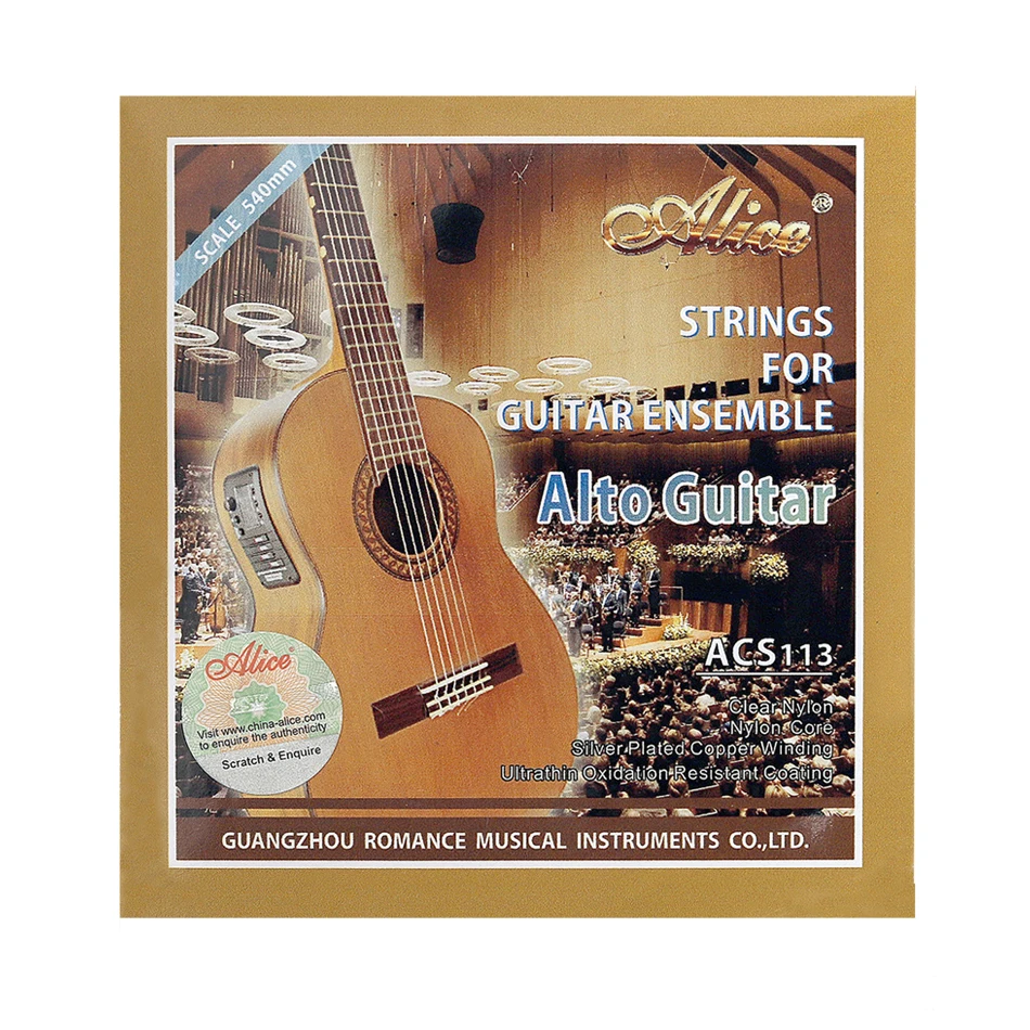 

Alice ACS113 Alto Guitar Strings for Guitar ENSEMBLE Silver Plated Copper Winding Oxidation Resistant Coating