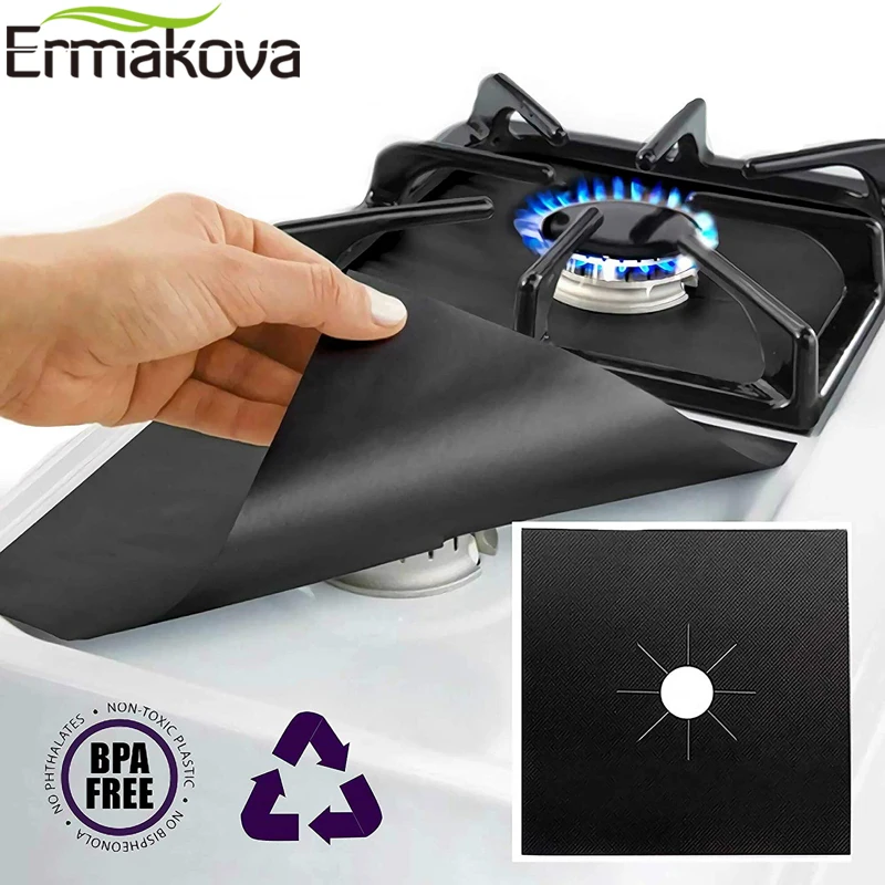2/4 Pcs Stove Burner Cover Non-stick Reusable Stovetop Burner Liner Protector Gas Range Protection Cleaning pad