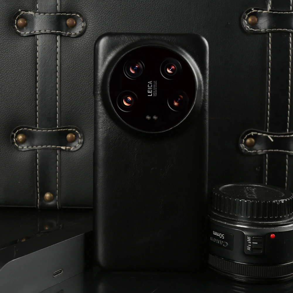 Premium Cowhide Genuine Leather Case with Oil Wax Finish - Real Leather Protective Cover