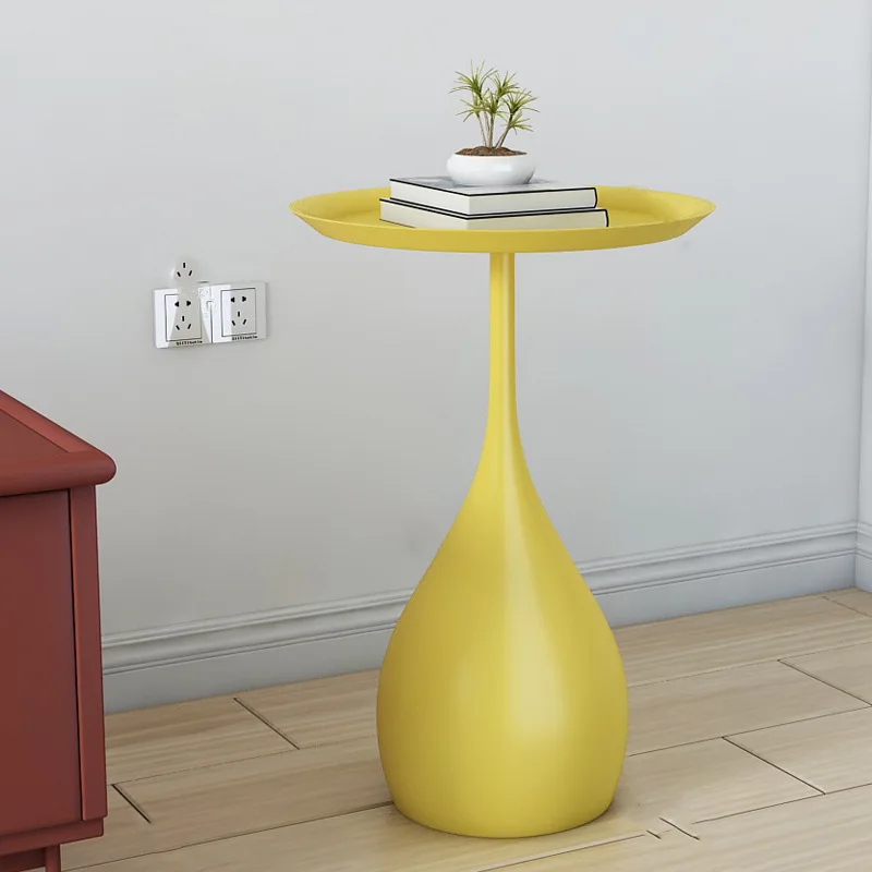 Simple modern wrought iron coffee table living room household round coffee table combination creative small apartment side coffee table