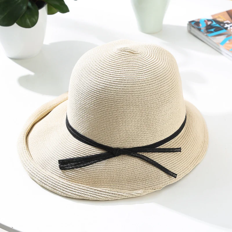 Simple Girl Sun Hat Wide Rolled Brim Summer Hats for Women Beach Panama  Straw Dome Weave Bucket Hat Femme Shade Hat Women Hats