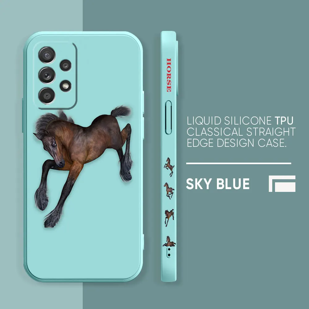 thumbnail image 1 of Funda para Samsung Galaxy A91 A73 A72 A71 A52 A51 A33 A31 A02S AO3S 4G 5G Color líquido funda de silicona caballos al galope, 1 of 5