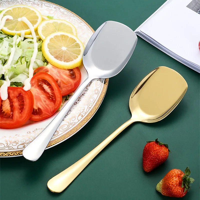 2pcs Stainless steel serving spoon household tableware restaurant hotel serving spoon large