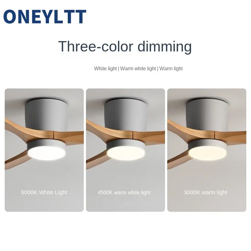 48 52inch Nordic Solid Wood Ceiling Fan Modern Minimalist Restaurant Living Room Bedroom Household,Fan with LED Lamp Ventilation
