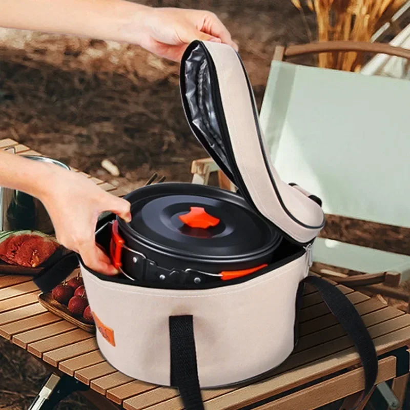 New Oxford Resistant Cloth Camping Cookware Sundries Carrying Waterproof Round Plate Dishes Bowl Pot Storage Pouch Wear