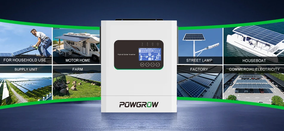 POWGROW 6500W 48V Solar-Hybrid-Wechselrichter mit Doppelausgang, MPPT 120A Laderegler, integriertem WIFI und BMS, funktioniert auch ohne Batterie – Detail 11