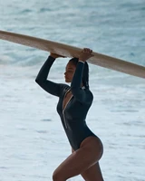 Maillot de bain une pièce imprimé floral pour femme, manches longues, style vintage, pour la plage et le surf, nouveauté 2024 2