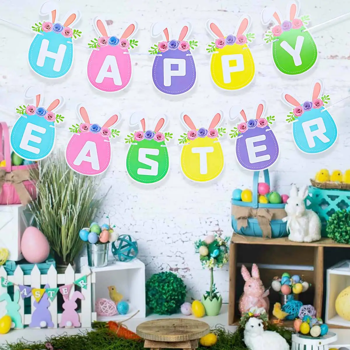 Bunny Party Decoration Banner Easter Bunnies Decorations Banners
