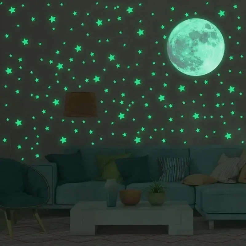 Luminous Star Glowing Wall Stickers Living Room Bedroom Switch Decoration Children's Room Dormitory DIY Creative Luminous
