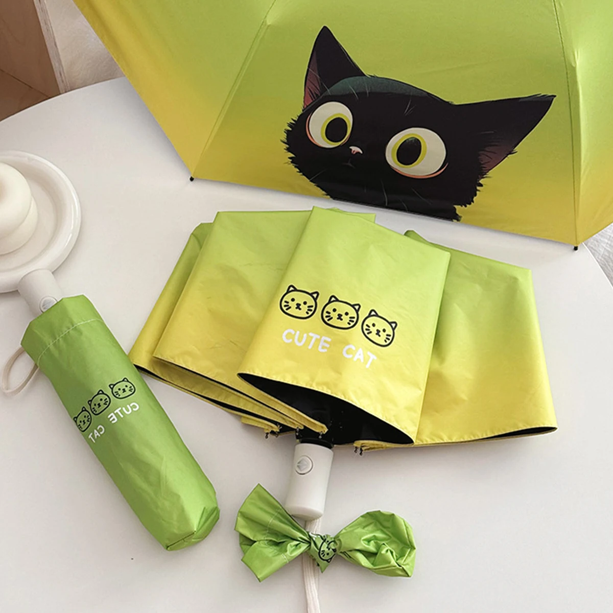 Fully automatic umbrella for both rain and wind resistance student cartoon cute lightweight folding sun um