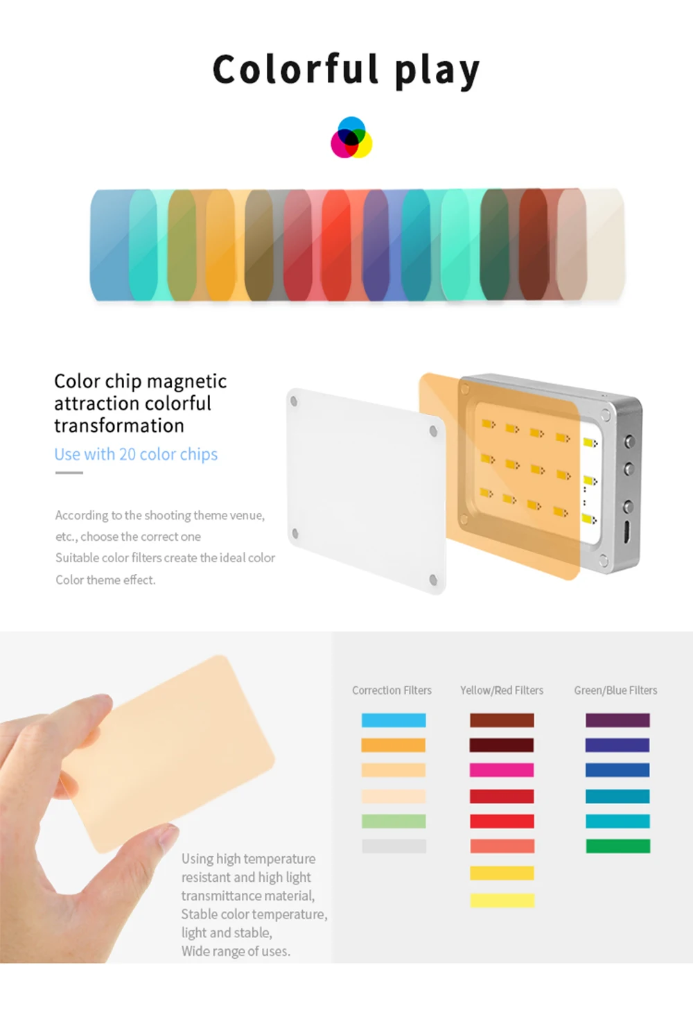 20 PCS Camera Flash Gels Transparent Color Correction Balance Lighting Filter Kit For Photo Studio Camera Accessories