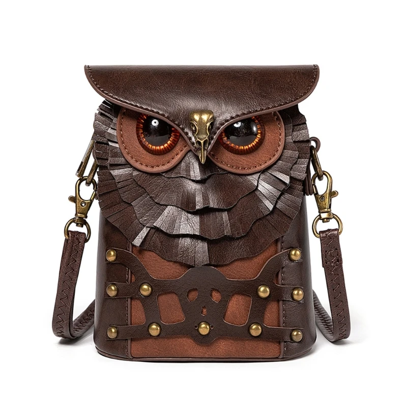 Women Crossbody Bag Medieval Handbag Bag PU Leather Owl Shoulder Bag