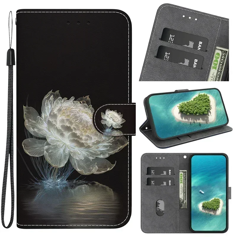 Magnetic Geometric Textile Wallet Book Cover Phone Case