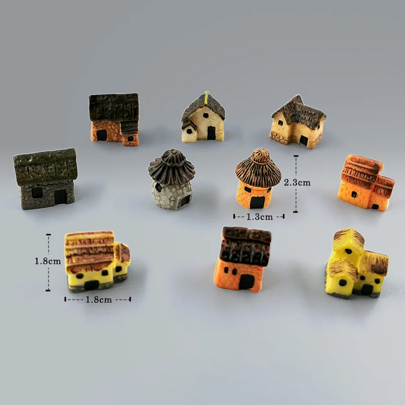 Miniature House Kit miniature house kit,miniature ornament,resin crafts accessories,resin ornaments,resin crafts,miniature figurines 10Pcs Mini Small House Figurine Resin Craft Diy Home Decor Fairy Garden Decoration Accessories Modern Building Statue