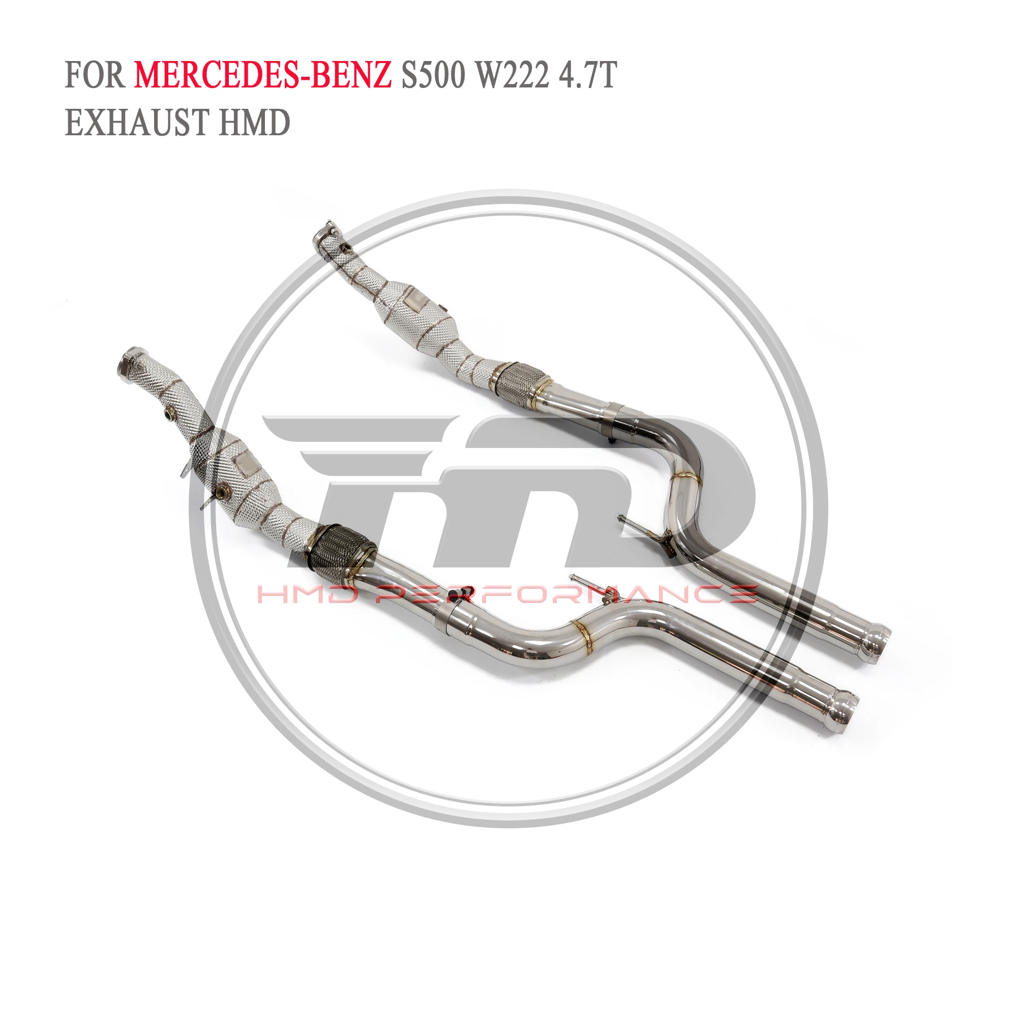 

HMD Exhaust System High Flow Performance Downpipe for Mercedes Benz S500 S550 W222 C217 4.7T With Heat Shield Racing Pipe