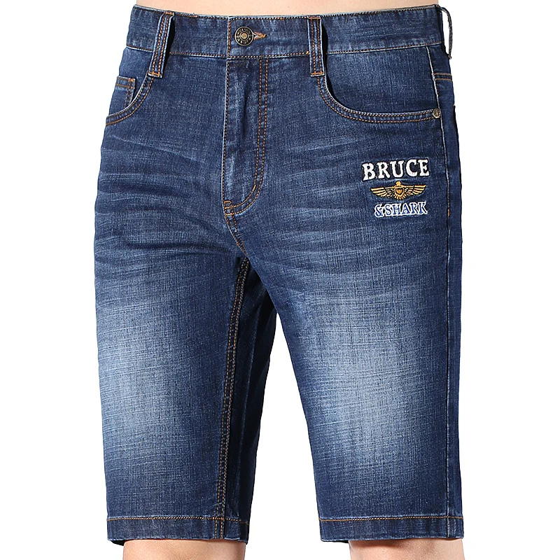 Summer Men's Short Jeans Thin Stretch Soften Cotton Denim Shorts Knee Length Casual Straight Jeans Big Size 42