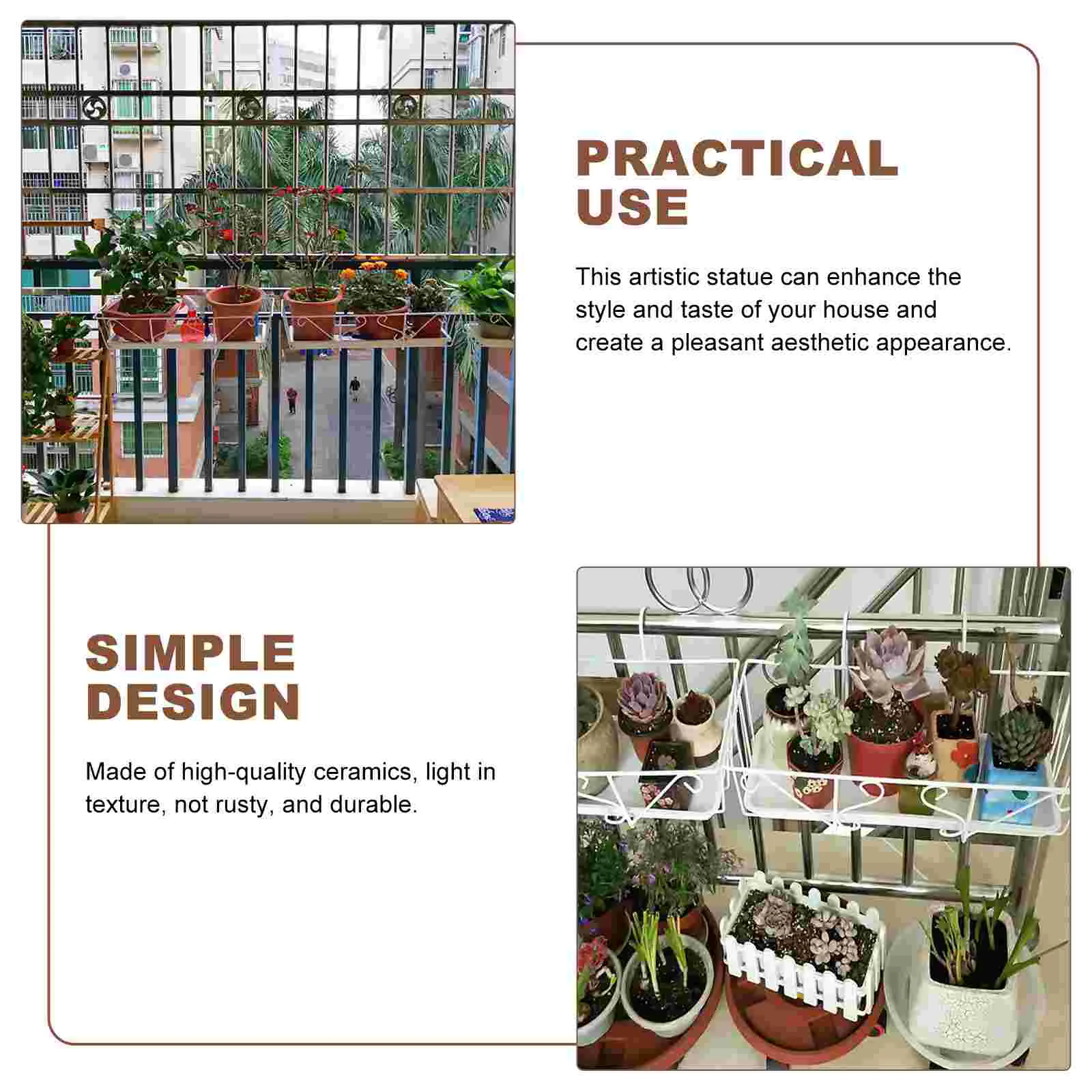 Iron Material Hanging Flowerpot Rack Sturdy Planter Bracket Metal Stand Plant Shelves Flowerpot Holder Wall Baskets Outdoor