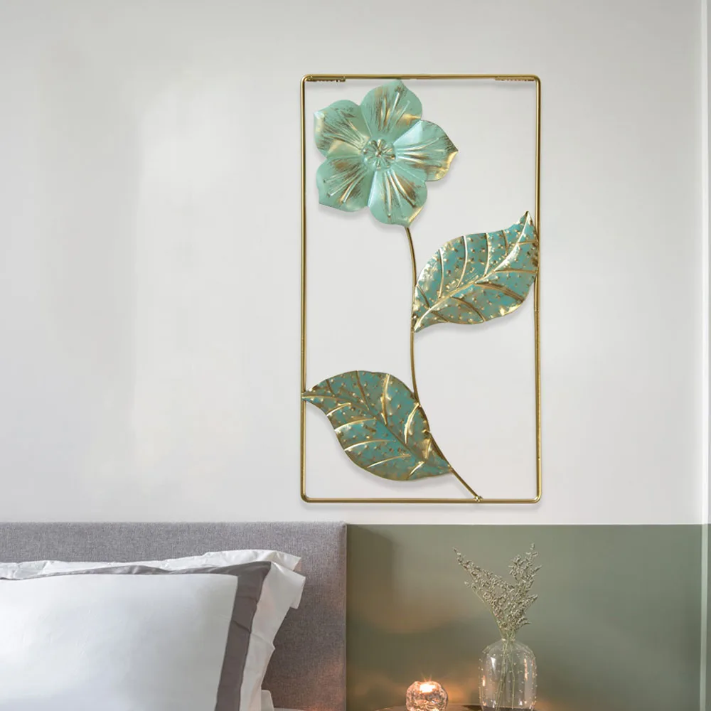 Nordic Flower Wall Decor Ornament Iron Light Luxury Round Colorful Leaf Wall Han