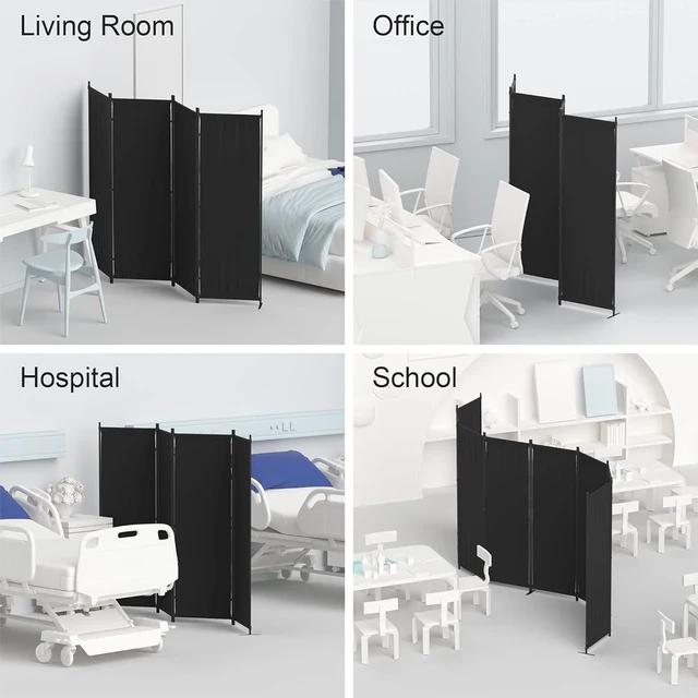 Room Divider, Folding Privacy Screens, 4 Panel Room Partitions, 88" Foldable Wall Dividers