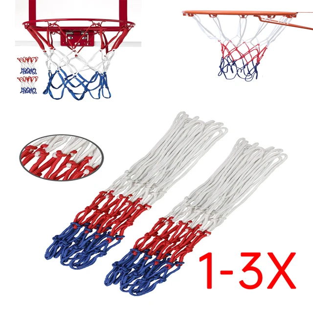 1-3X Standard Basketball Net Durable Polypropylene Fiber Outdoor Sports Basketball Tri-Color Basketball Net Mesh Replacement 1-3X Standard Basketball Net Durable Polypropylene Fiber Outdoor Sports Basketball Tri-Color Basketball Net Mesh Replacement