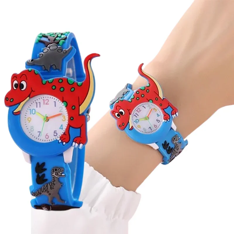 Kids Cartoon 3D Dinosaur Silicone Quartz Watch Student Watch