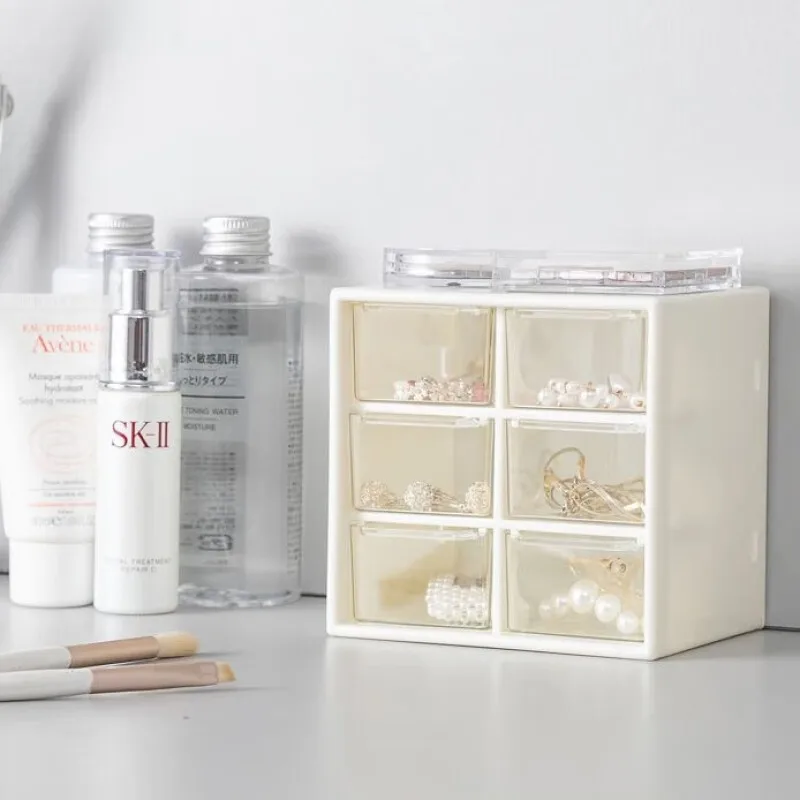 Six grid desktop storage box, small drawer, mini tent, cute dormitory shelf storage box, six grid storage box 4
