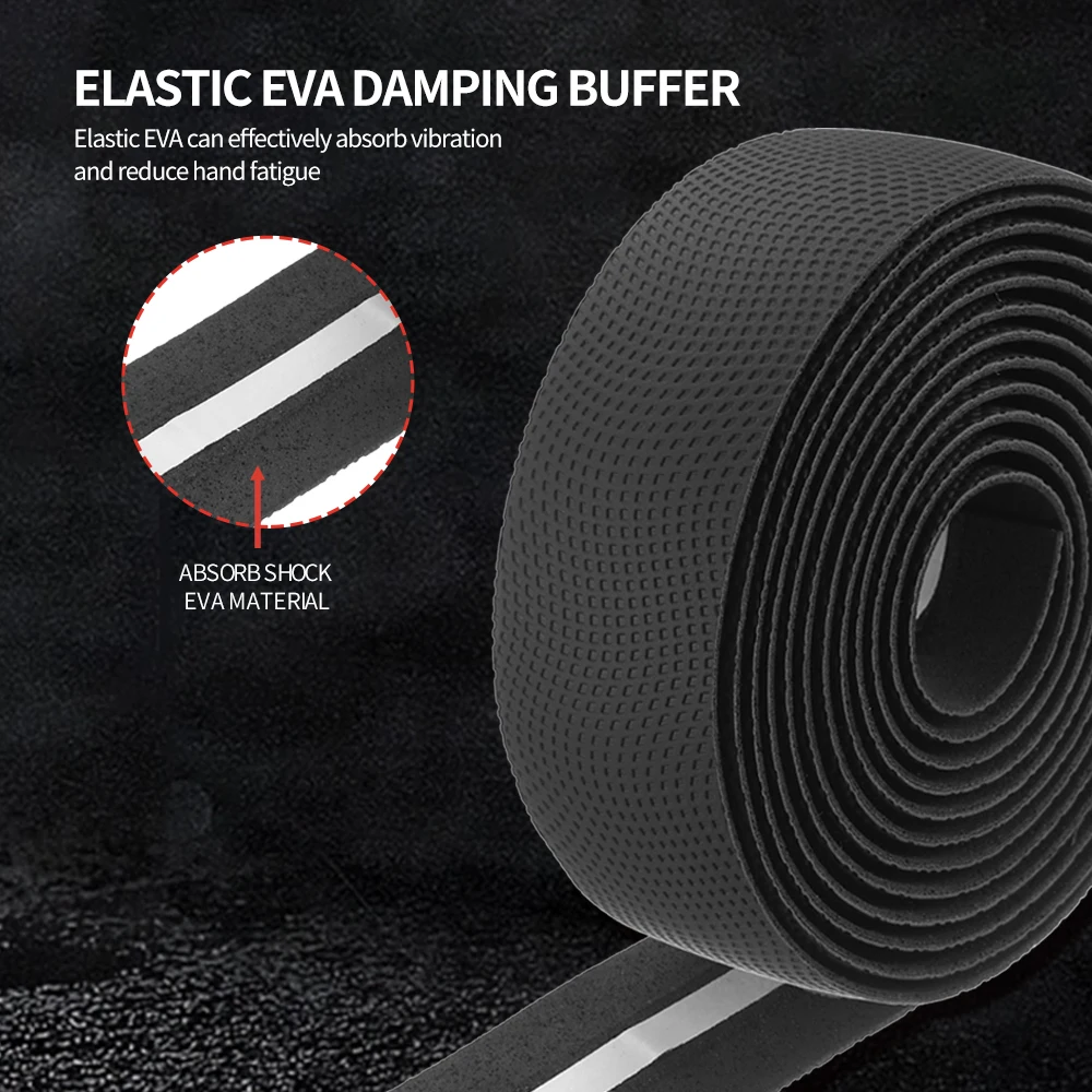 MOTSUV Road Bicycle Handlebar Winding Tape Bike EVA PU Bar Tape Soft Cycling Damping With 2 Bar Plug Anti-slip Shock Strap Parts