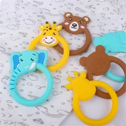 Anneau de dentition en Silicone pour bébé, rond, grade alimentaire, pendentif sucette chaînes collier DIY, accessoires pour nourrissons, jouets cadeaux, 1 pièce 