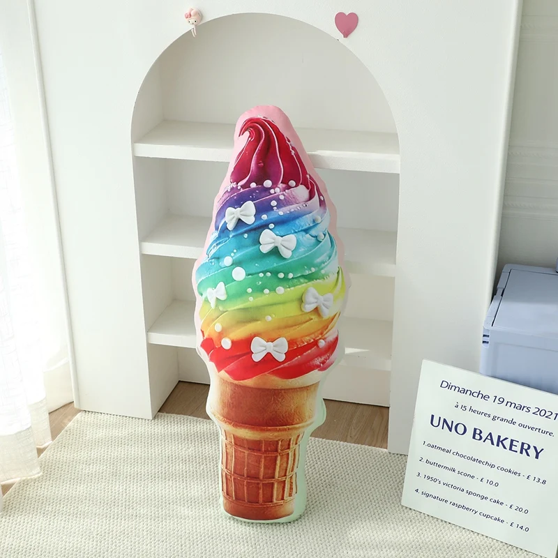 42CM 시뮬레이션 아이스크림 콘 플러시 베개 부드러운 아이스크림 장난감 어린이를위한 생일 선물 룸 장식 달콤한 디저트