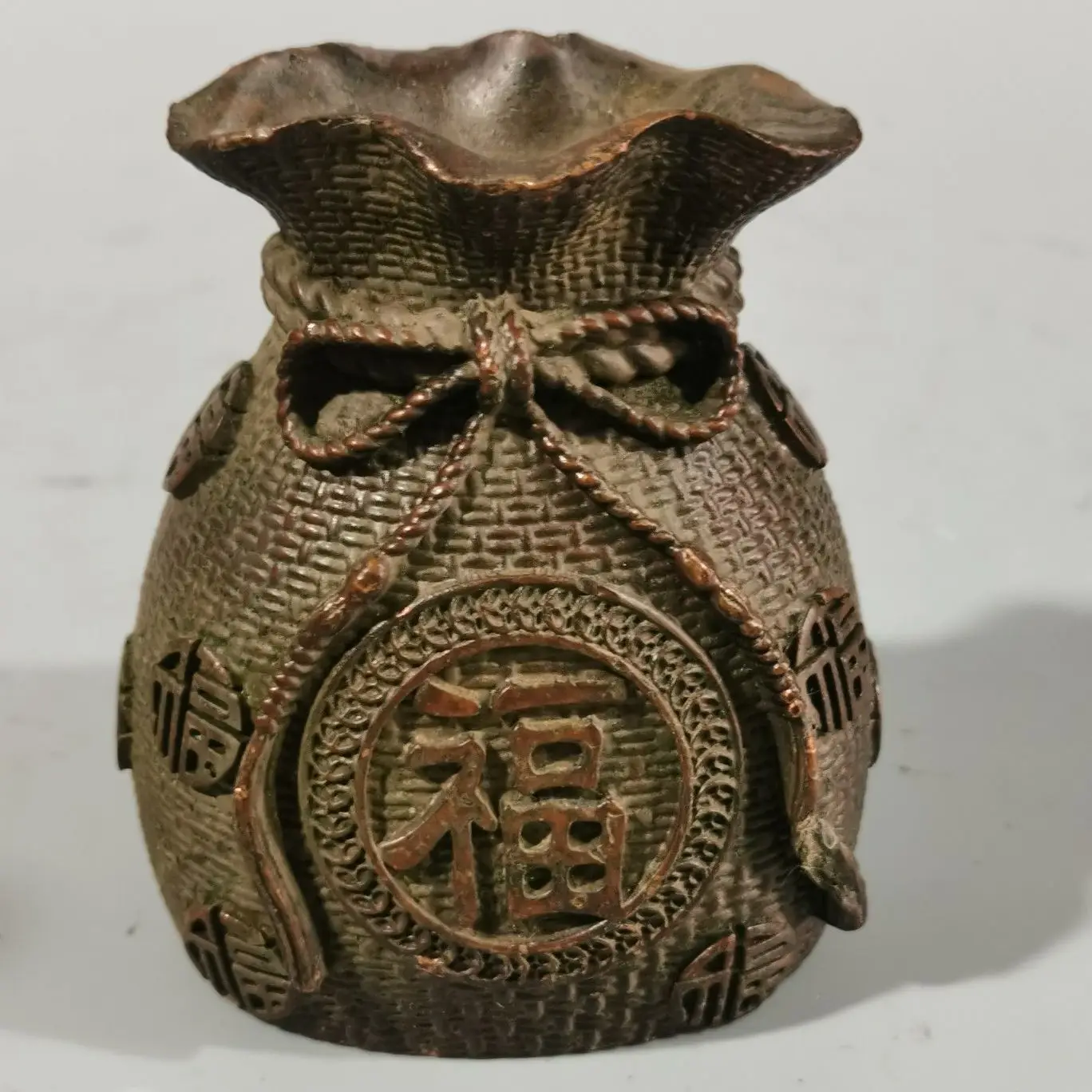 

Retro Decoration Chinese Fu Bag Cornucopia Sculpture Bronze Fu Cylinder Lucky Feng Shui Decoration Home Desk Decoration Accessor