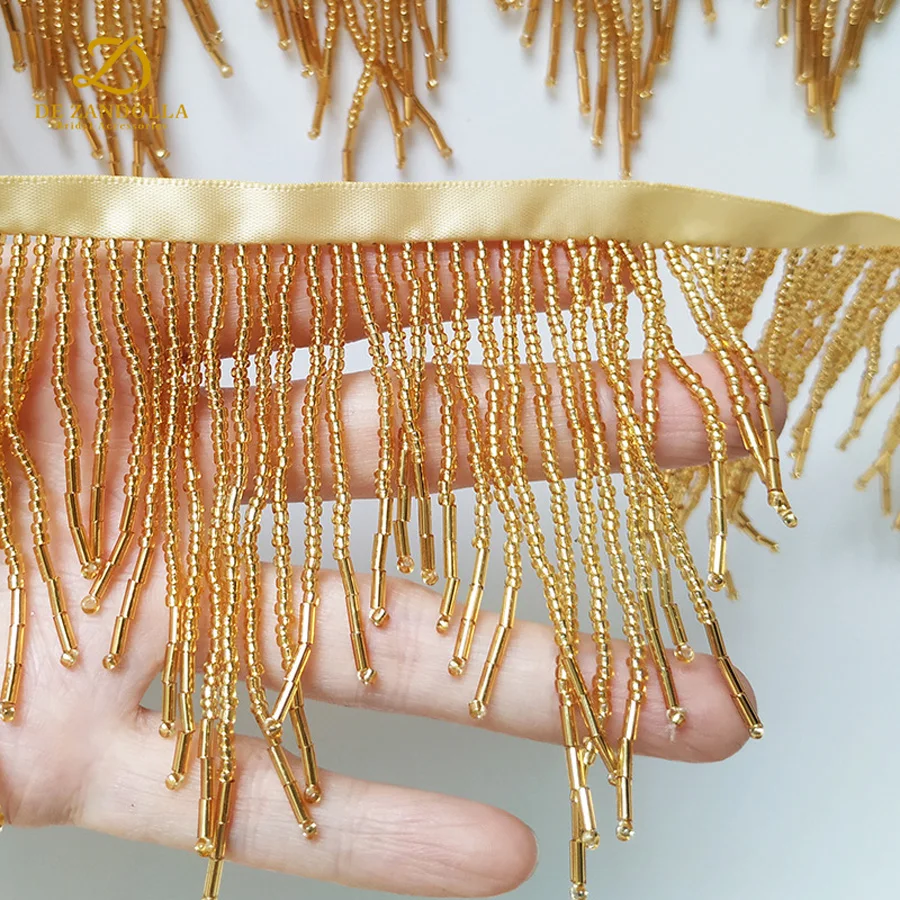 Серебряные, золотые, черные/красные бусины, кисточки, бахрома, Flecos, Costura, аксессуары, свадебная кружевная отделка, ширина 12 см, «сделай сам», швейные волнистые кисточки, 5 ярдов
