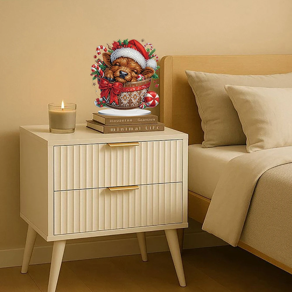 2D/Flat Christmas Yak DIY Table Top Diamond Painting Ornament Kits 5D DIY Diamond Art Tabletop Decorations for Adults Beginner