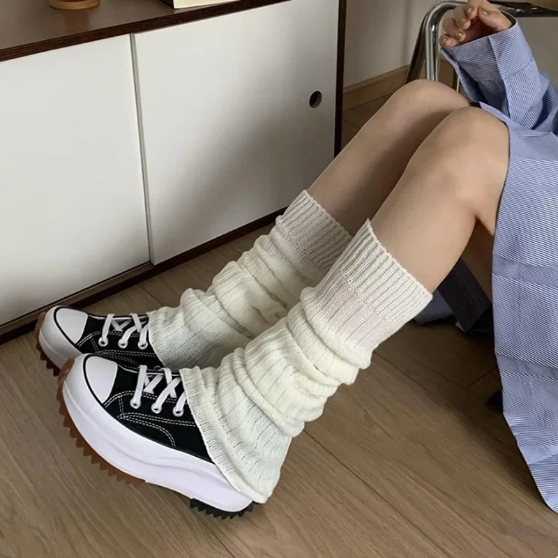 Cute Japanese Lolita JK Leg Warmers Women Ankle Warmer for Girls Gothic Long Socks Y2K Thin Knitted Cosplay Heap Heap Socks